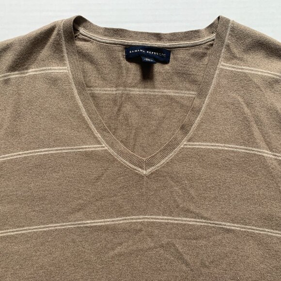 Share Banana Republic VNeck Striped Sweater Mens Size XL Silk Cotton Cashmere Ne - Picture 3 of 10